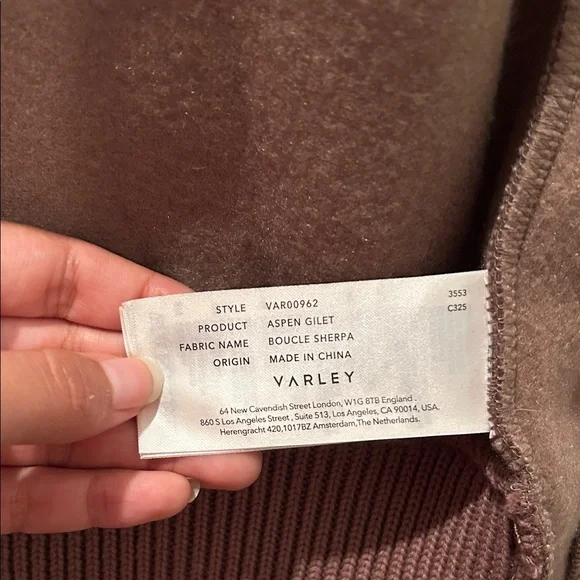 Varley Aspen Gilet Ash Taupe Sherpa Zip-Up Vest - Picture 8 of 8